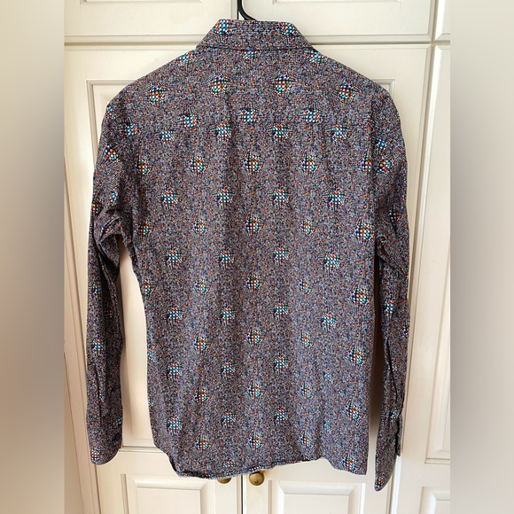 Bugatchi Shaped Fit Long Sleeve Print Button-Up Shirt Print. M. - Picture 6 of 11